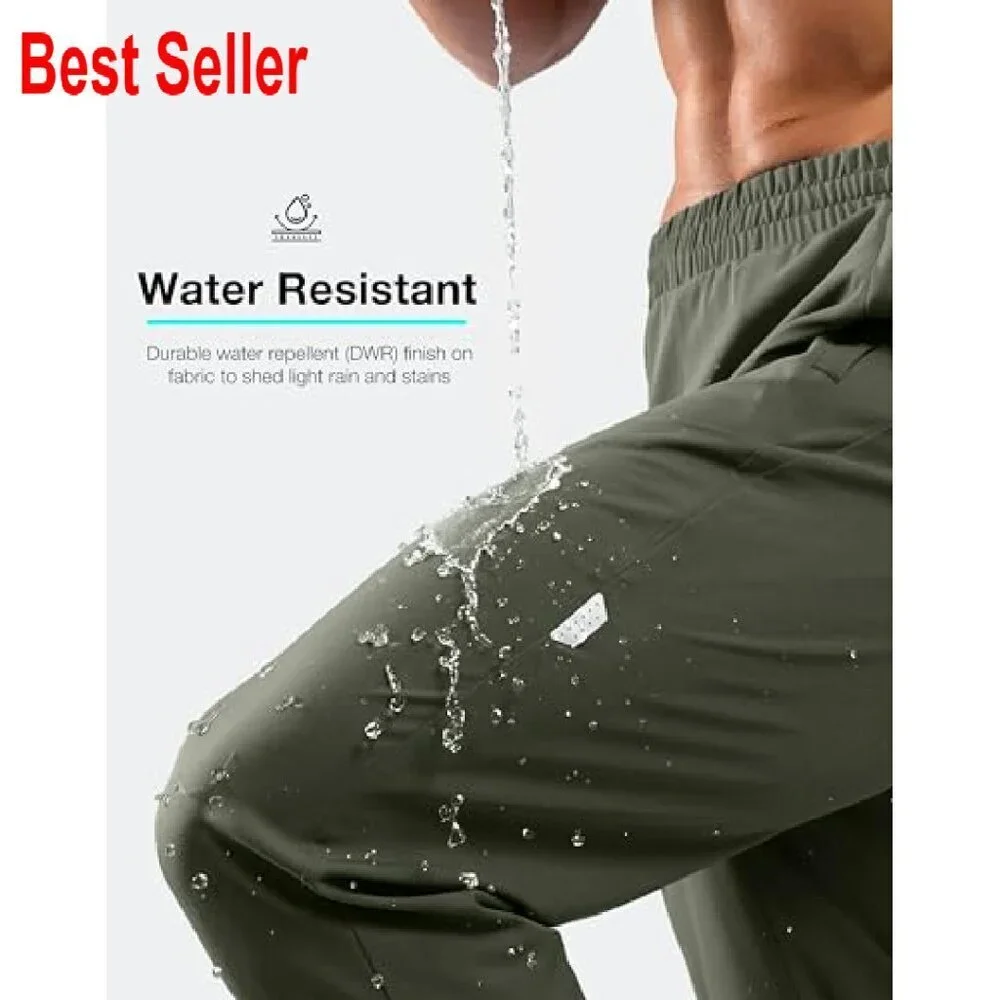 Men's Lightweight Joggers Quick Dry Athletic Pants Zipper Pockets Workout